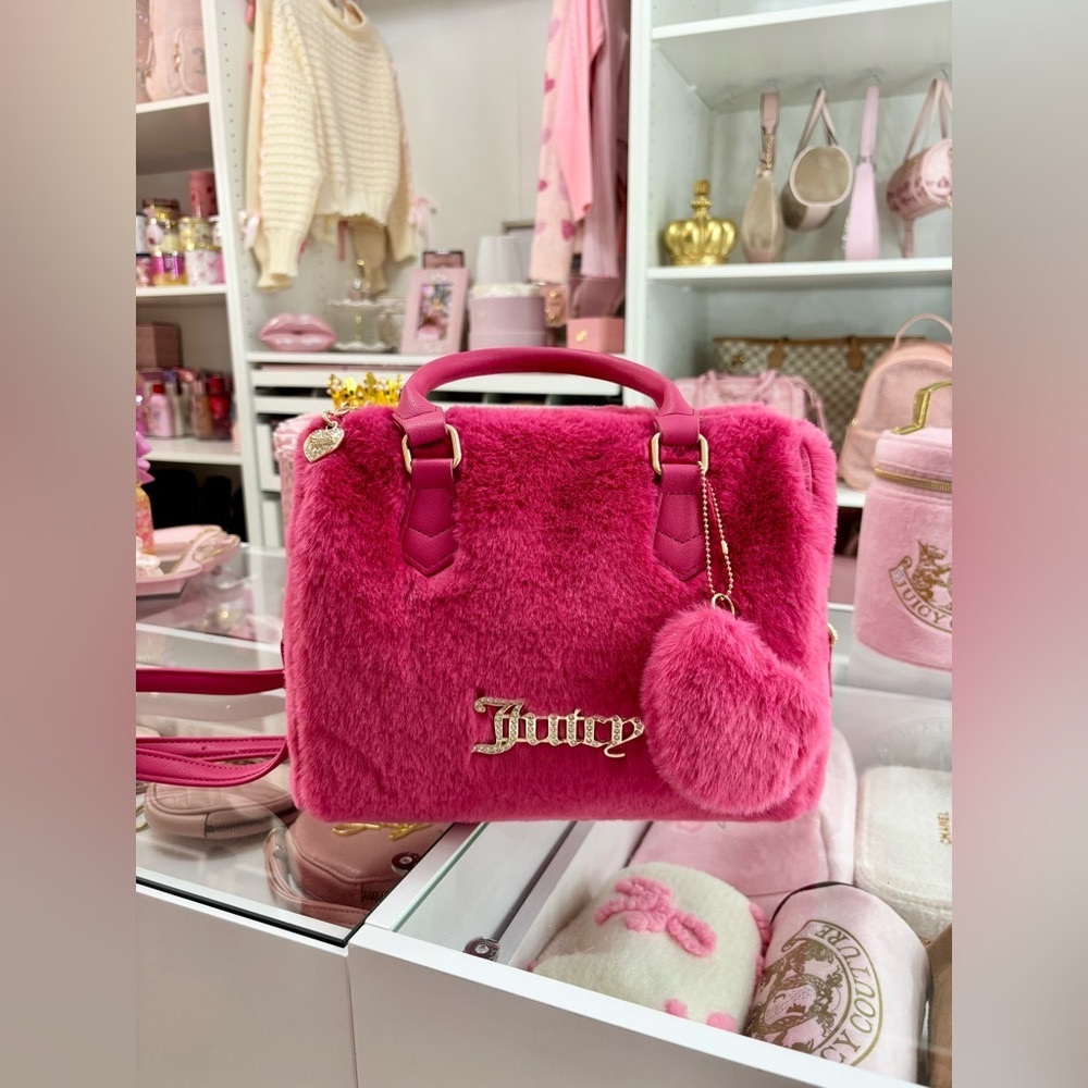 Juicy Couture Hot Pink Free Love Fluffy Satchel
